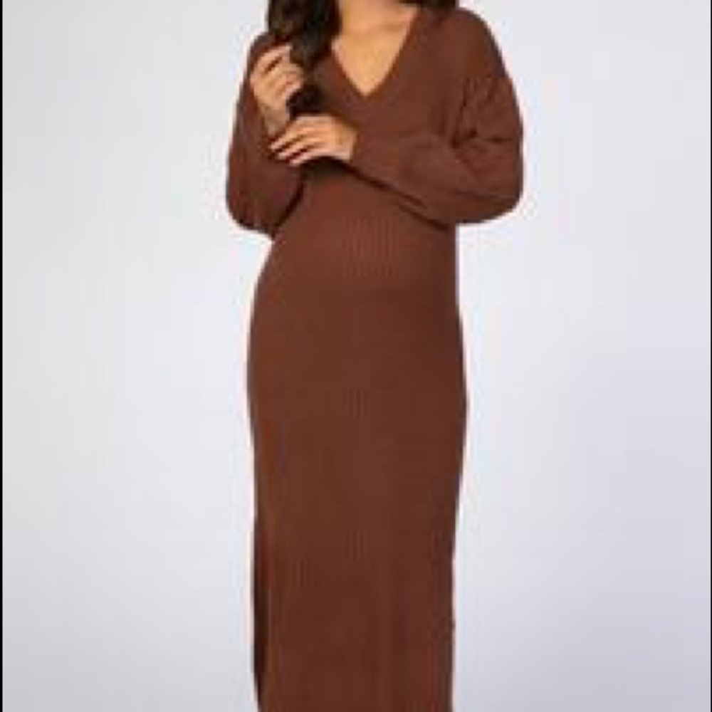 Pinkblush V-Neck Ribbed Sweater Dress